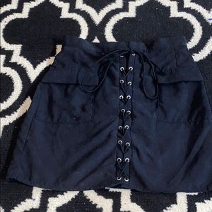 Faux suede lace up skirt